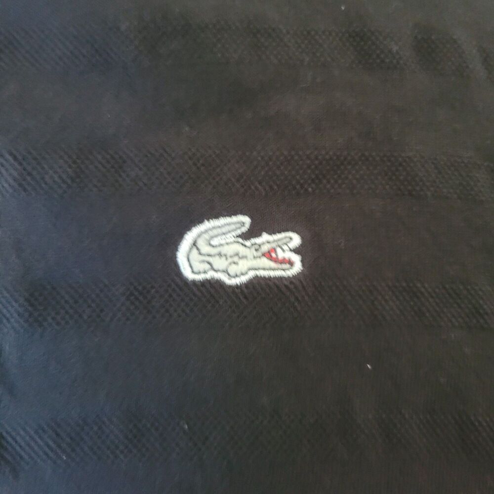 Lacoste Polo Shirt Men’s 6 XL Black Cotton Short Sleeve Classic Fit Croc Logo - Picture 4 of 8